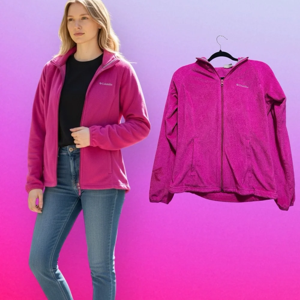 Columbia vintage Y2K Vibrant Pink Zip-Up Jacket - Picture 1 of 9